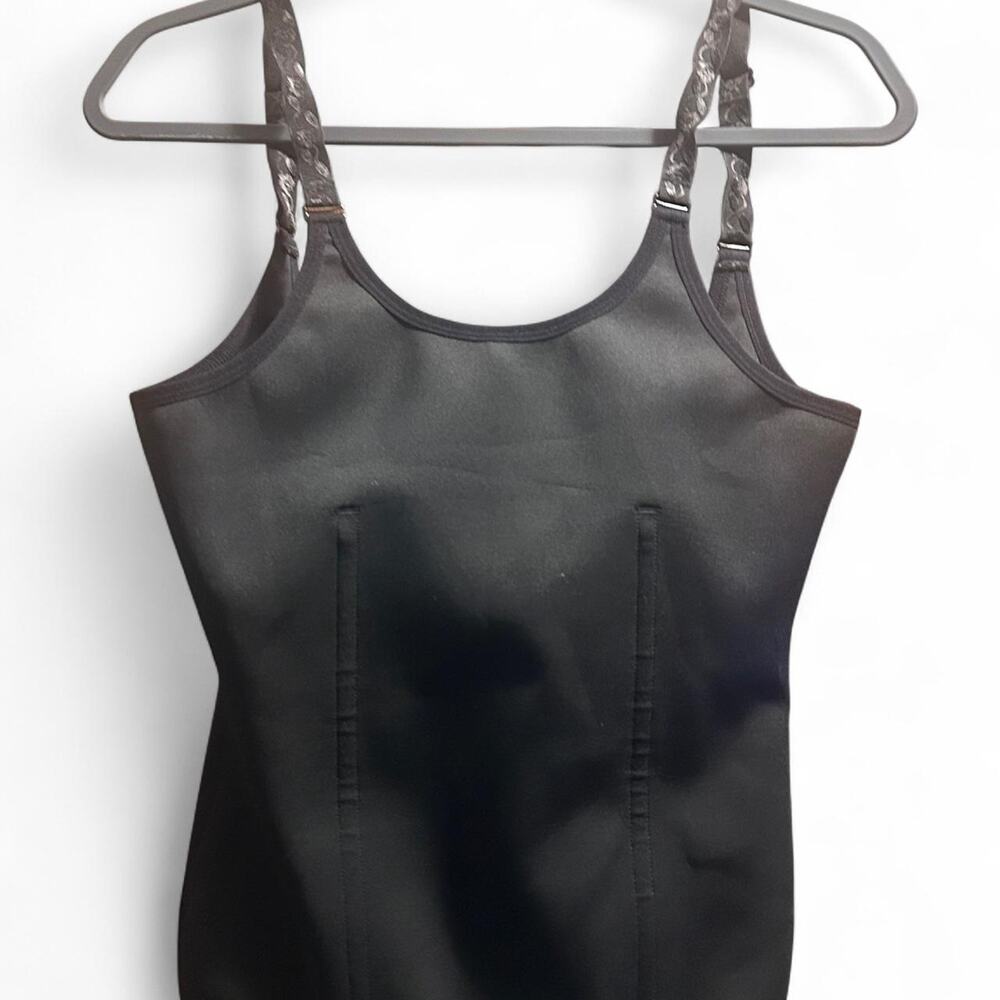 Large black corset top Zip/loops dbl layer Womens active‎